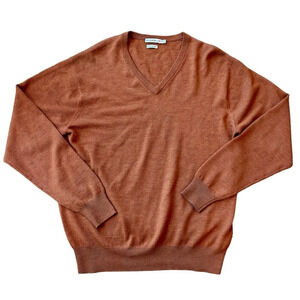 Peter Millar V-Neck Merino Sweater Burnt Orange Medium